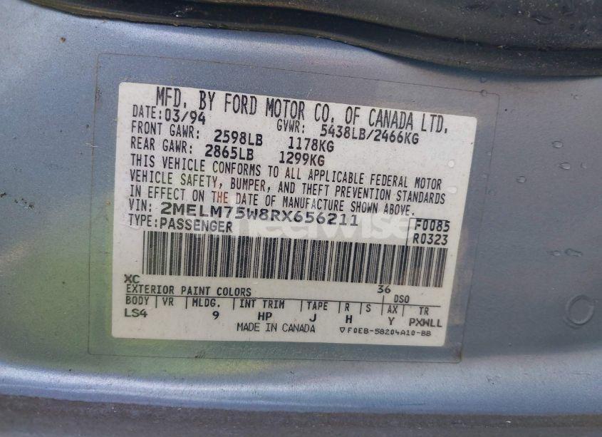 Photo 9 of 1994 Mercury Grand MARQUIS LS (VIN 2MELM75W8RX656211)