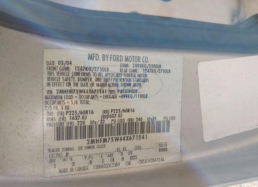 Photo 9 of 2004 Mercury Grand MARQUIS LS (VIN 2MHFM75W44X671541)