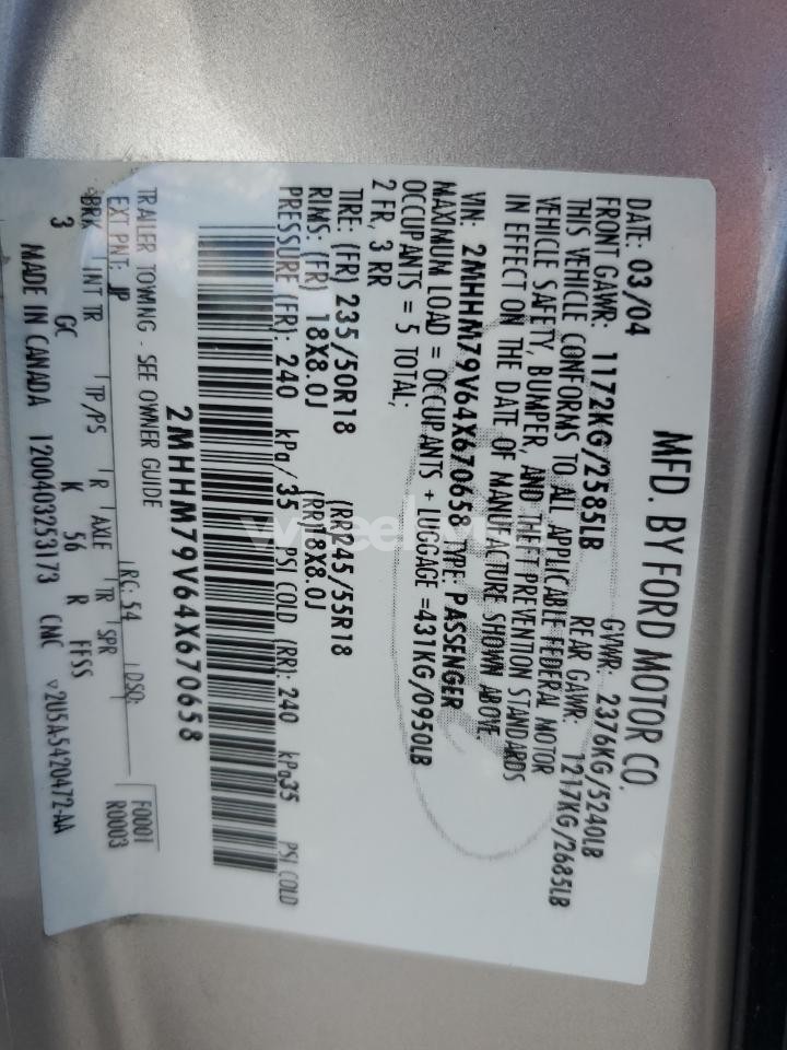 Photo 12 of 2004 MERCURY MARAUDER (VIN 2MHHM79V64X670658)