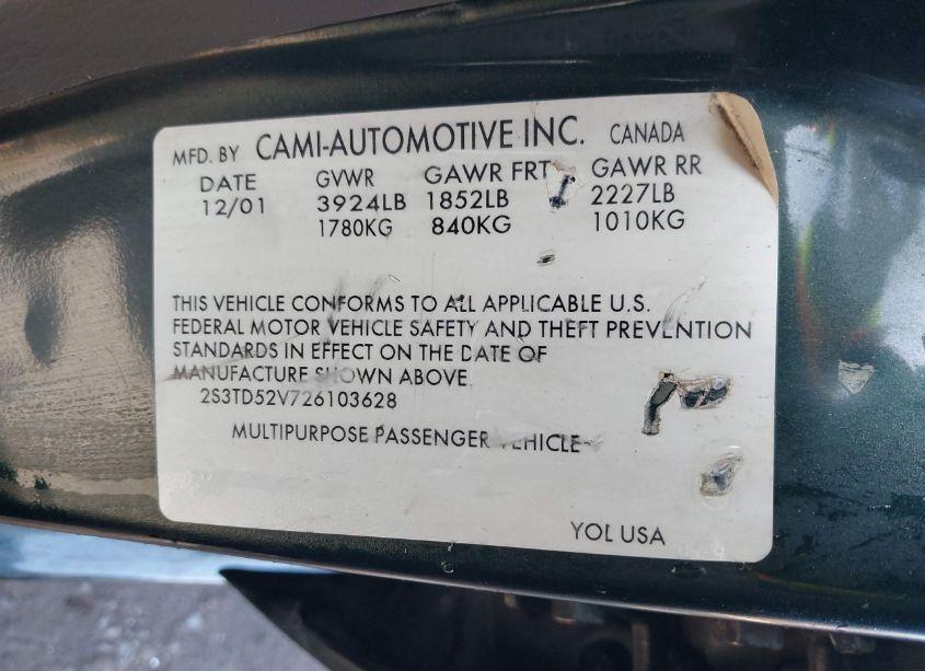 Photo 9 of 2002 Suzuki Vitara JLX (VIN 2S3TD52V726103628)