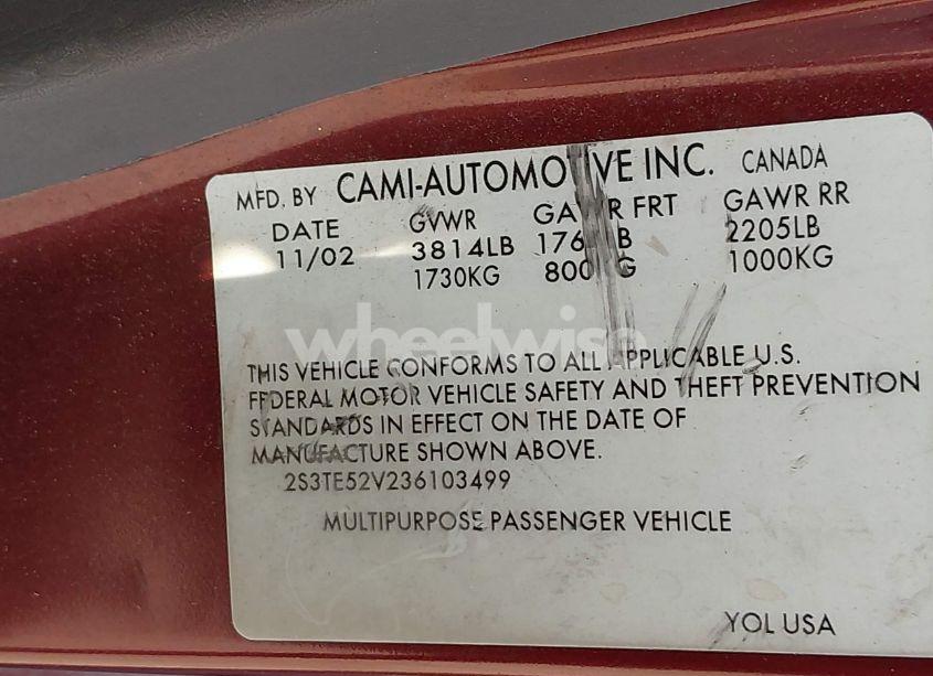 Photo 9 of 2003 Suzuki Vitara (VIN 2S3TE52V236103499)