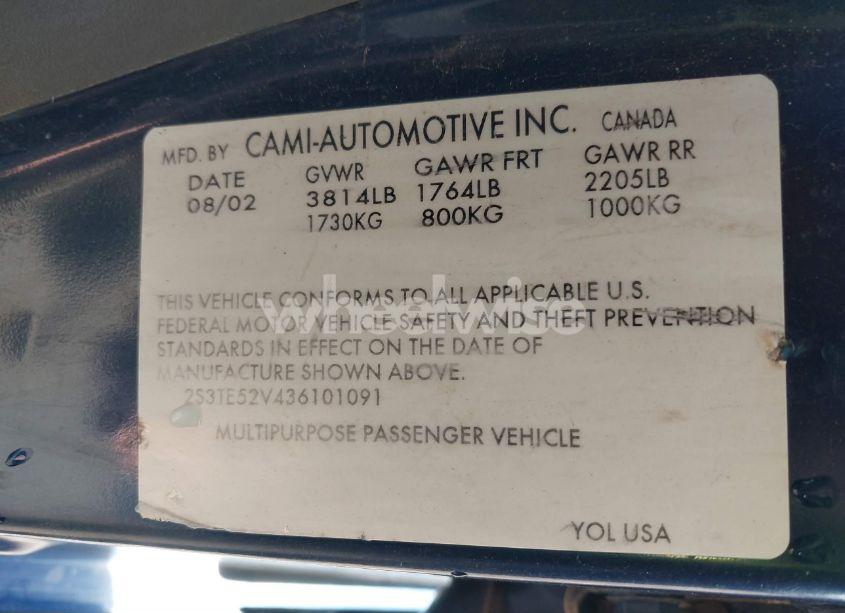 Photo 9 of 2003 Suzuki Vitara (VIN 2S3TE52V436101091)