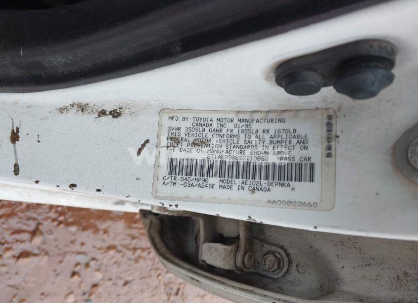 Photo 9 of 1995 Toyota Corolla LE/DX (VIN 2T1AE09B8SC110653)