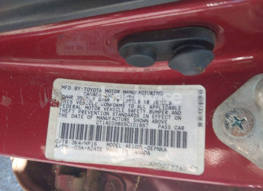 Photo 9 of 1995 Toyota Corolla LE/DX (VIN 2T1AE09BXSC101887)