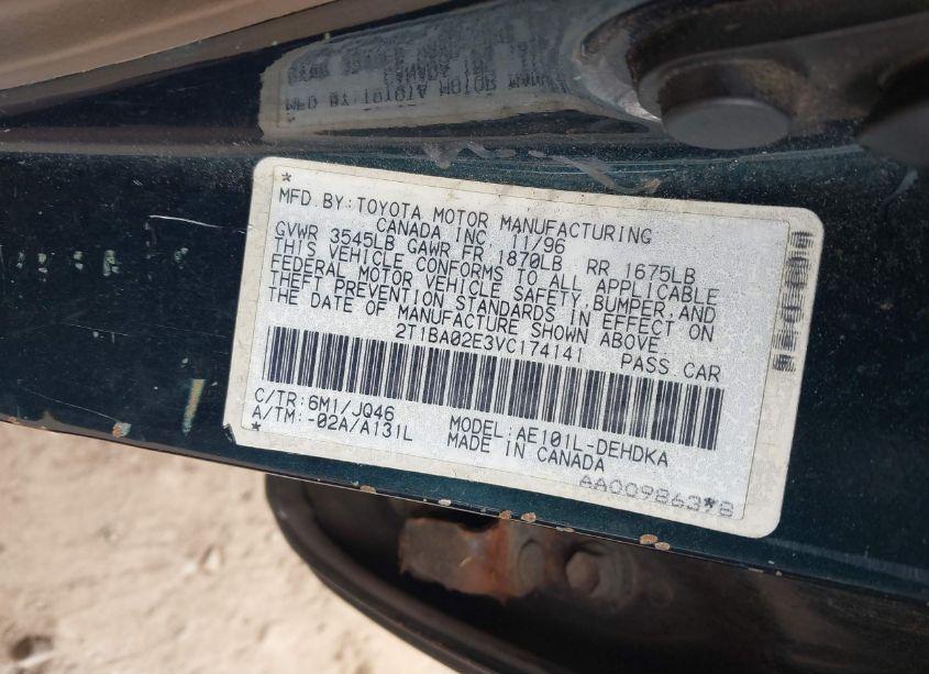 Photo 9 of 1997 Toyota Corolla CE (VIN 2T1BA02E3VC174141)