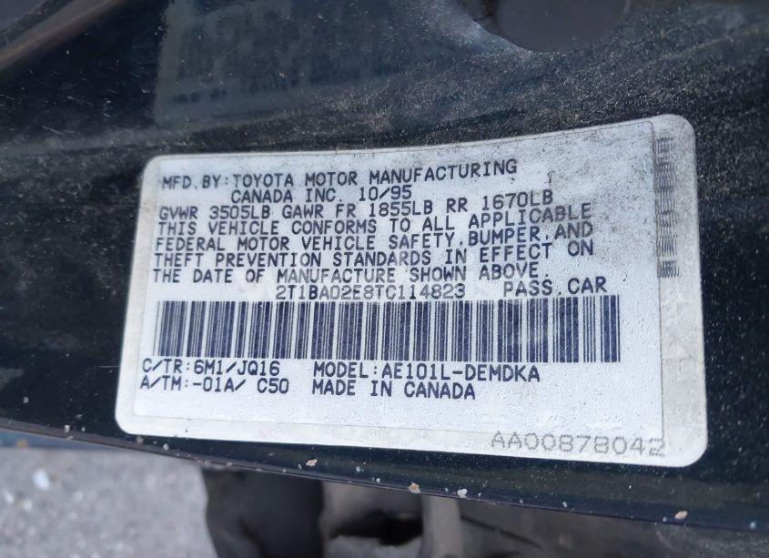 Photo 9 of 1996 Toyota Corolla (VIN 2T1BA02E8TC114823)