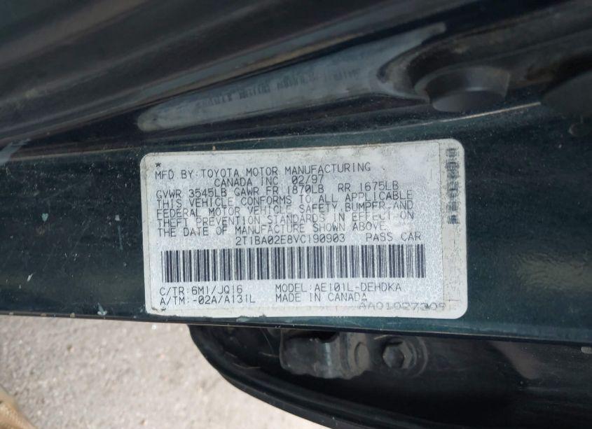 Photo 9 of 1997 Toyota Corolla STD (VIN 2T1BA02E8VC190903)