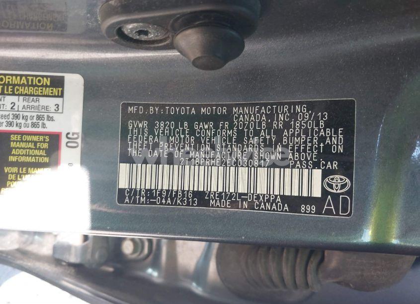 Photo 9 of 2014 Toyota Corolla LE ECO PLUS (VIN 2T1BPRHE2EC030817)