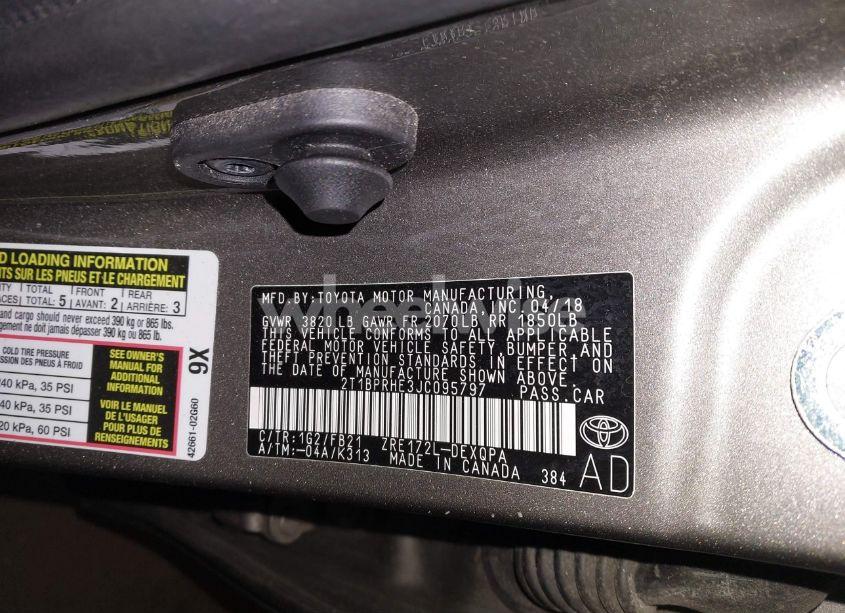 Photo 9 of 2018 Toyota Corolla LE ECO (VIN 2T1BPRHE3JC095797)