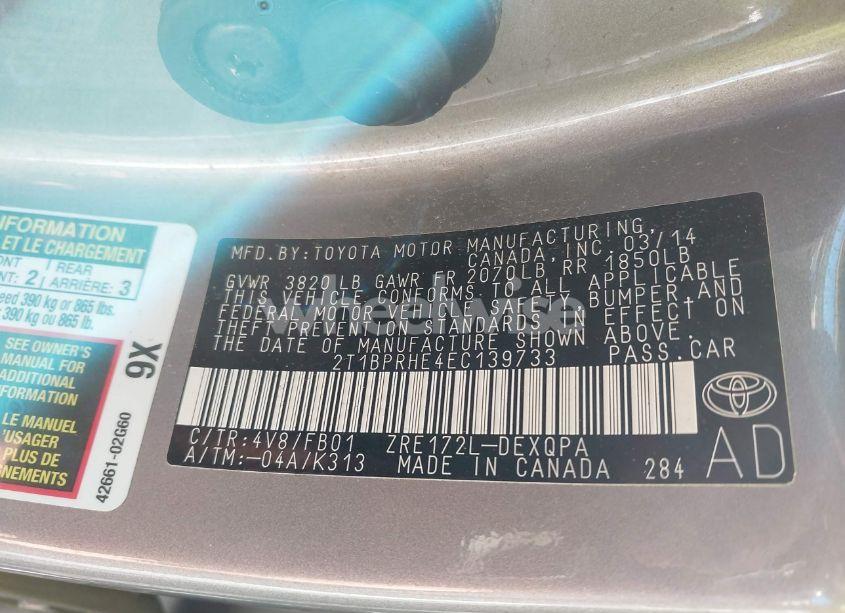 Photo 9 of 2014 Toyota Corolla LE ECO (VIN 2T1BPRHE4EC139733)