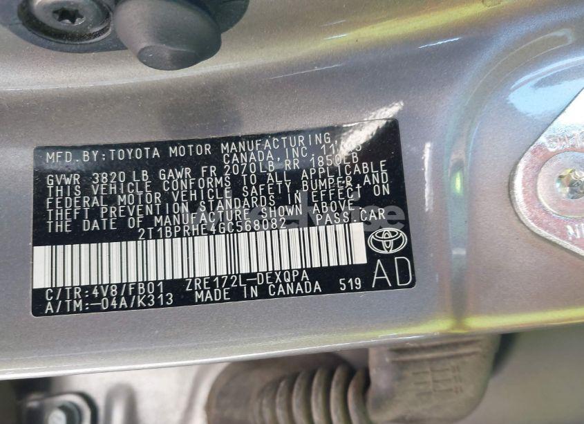 Photo 9 of 2016 Toyota Corolla LE ECO (VIN 2T1BPRHE4GC568082)