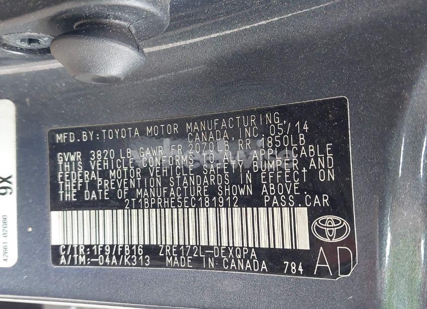 Photo 9 of 2014 Toyota Corolla LE ECO (VIN 2T1BPRHE5EC181912)