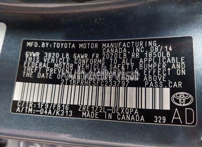 Photo 9 of 2015 Toyota Corolla LE ECO (VIN 2T1BPRHE5FC233797)