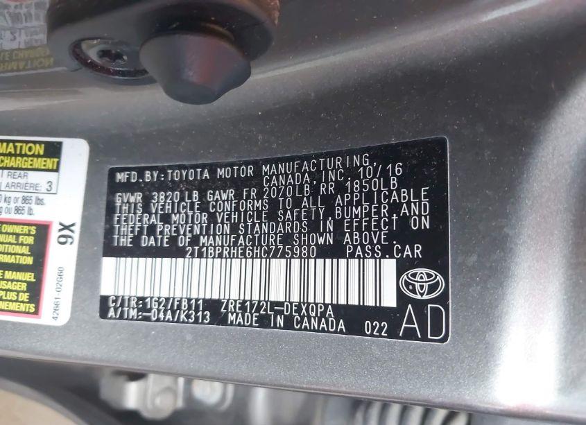 Photo 9 of 2017 Toyota Corolla (VIN 2T1BPRHE6HC775980)