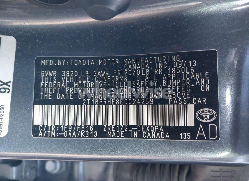 Photo 9 of 2014 Toyota Corolla LE ECO (VIN 2T1BPRHE8EC024259)