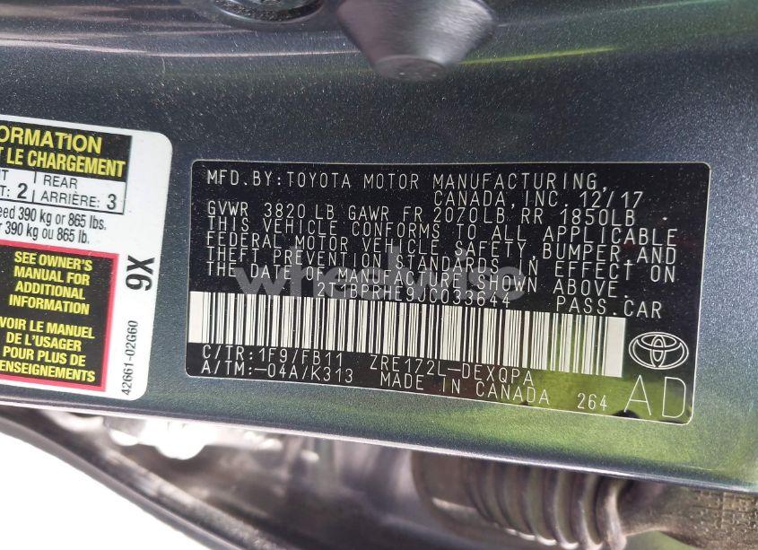 Photo 9 of 2018 Toyota Corolla LE ECO (VIN 2T1BPRHE9JC033644)