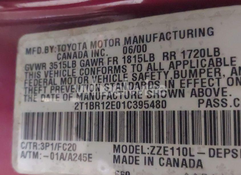 Photo 9 of 2001 Toyota Corolla S (VIN 2T1BR12E01C395480)