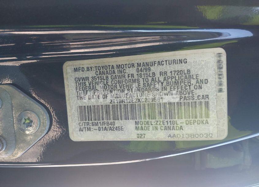 Photo 9 of 1999 Toyota Corolla CE (VIN 2T1BR12E2XC209561)