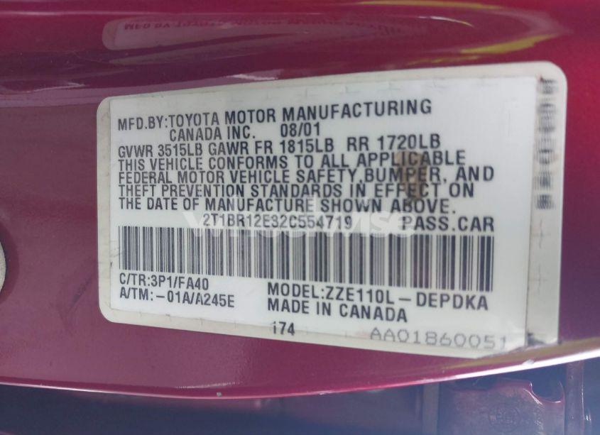 Photo 9 of 2002 Toyota Corolla LE (VIN 2T1BR12E32C554719)