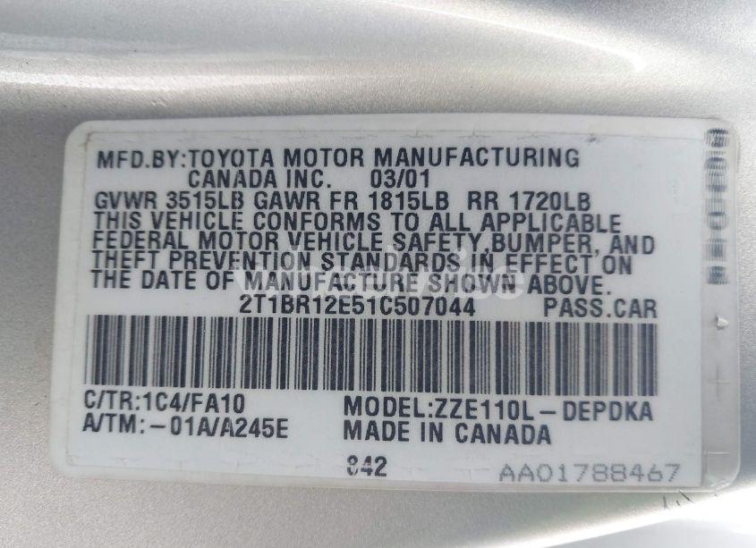 Photo 9 of 2001 Toyota Corolla LE (VIN 2T1BR12E51C507044)