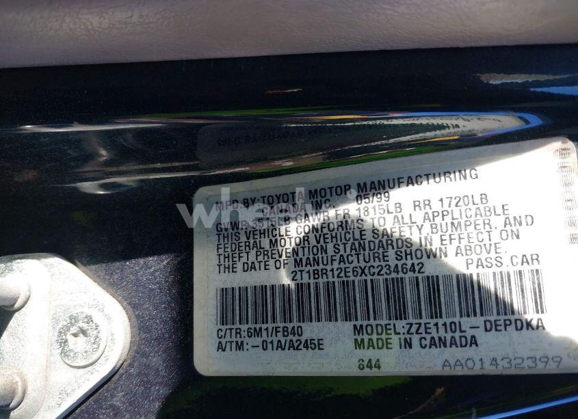 Photo 9 of 1999 Toyota Corolla CE (VIN 2T1BR12E6XC234642)