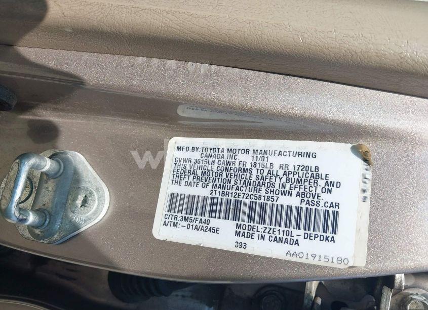 Photo 9 of 2002 Toyota Corolla LE (VIN 2T1BR12E72C581857)