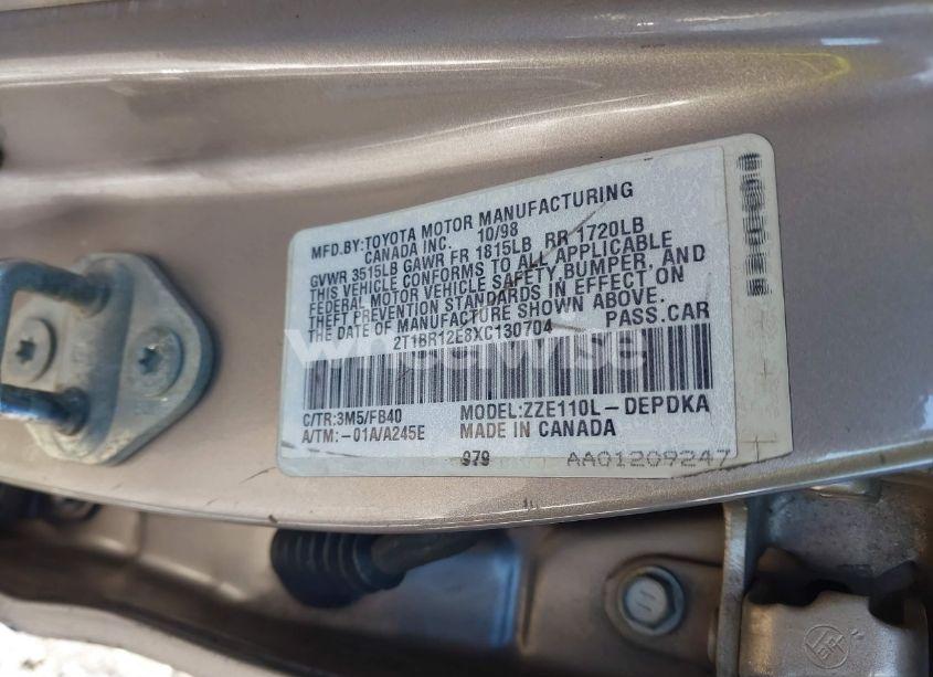 Photo 9 of 1999 Toyota Corolla CE (VIN 2T1BR12E8XC130704)