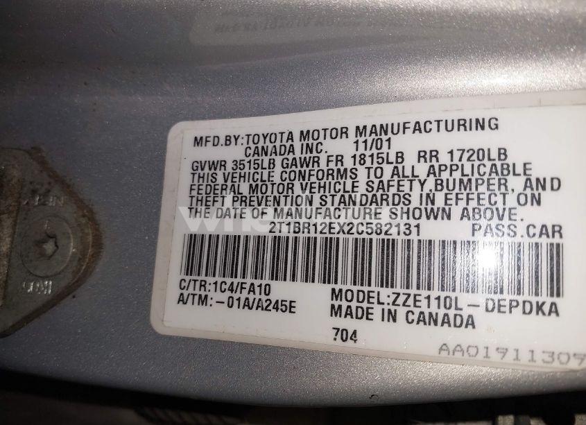 Photo 9 of 2002 Toyota Corolla LE (VIN 2T1BR12EX2C582131)