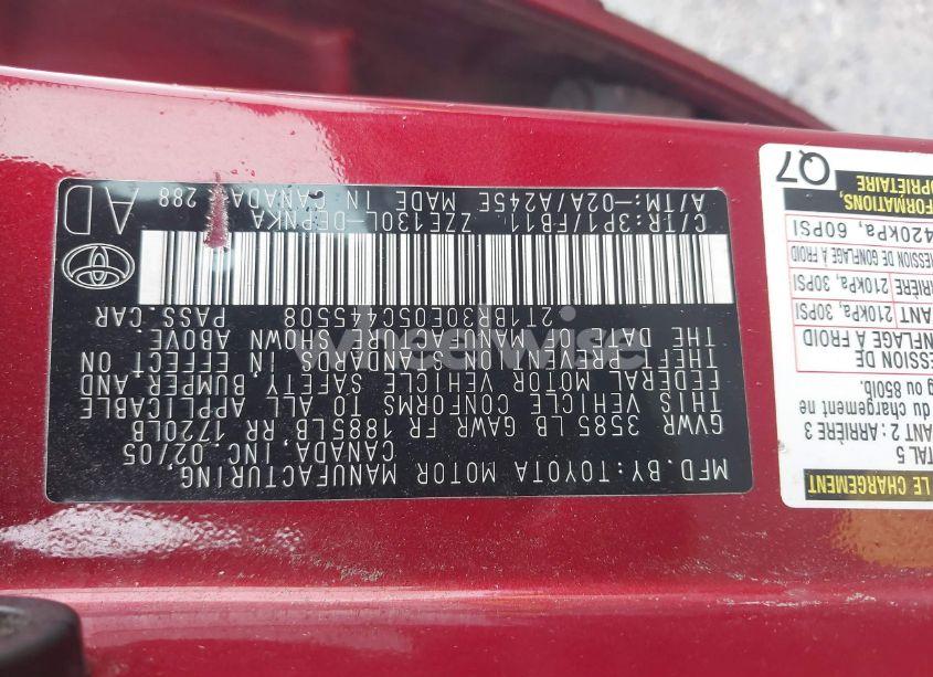 Photo 9 of 2005 Toyota Corolla CE/LE/S (VIN 2T1BR30E05C445508)