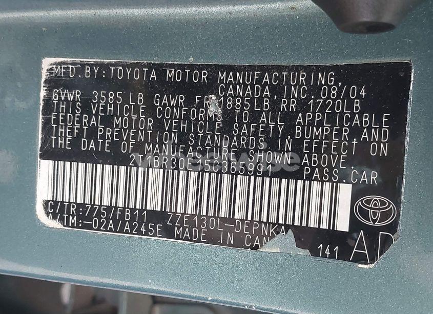 Photo 9 of 2005 Toyota Corolla LE (VIN 2T1BR30E15C365991)