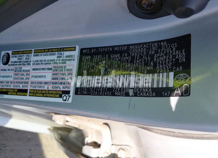 Photo 9 of 2005 Toyota Corolla LE (VIN 2T1BR30E15C436218)