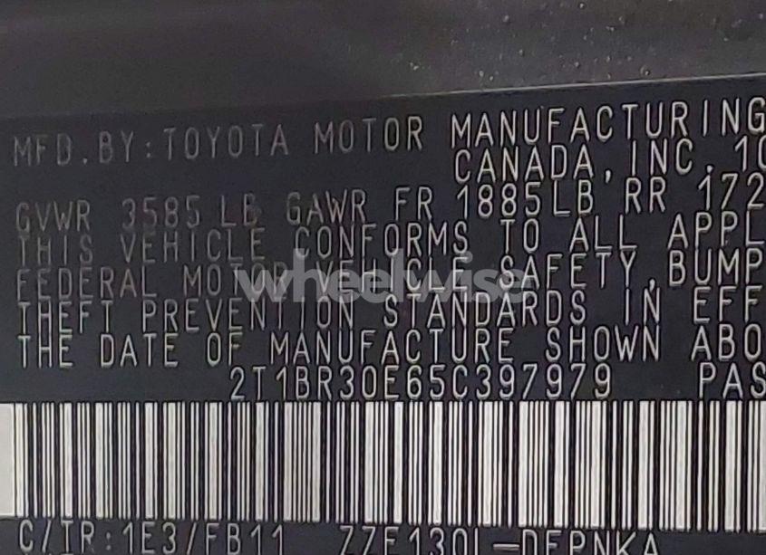 Photo 9 of 2005 Toyota Corolla LE (VIN 2T1BR30E65C397979)