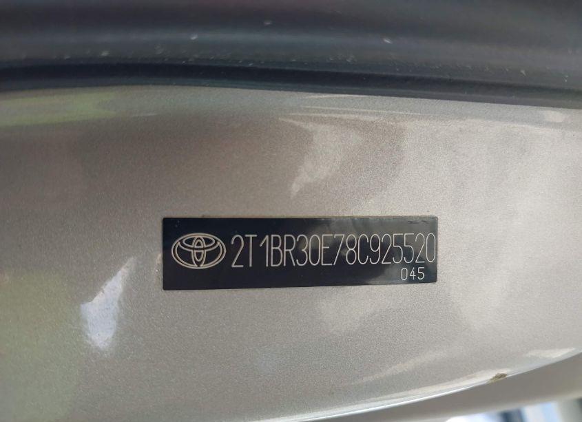 Photo 9 of 2008 Toyota Corolla LE (VIN 2T1BR30E78C925520)