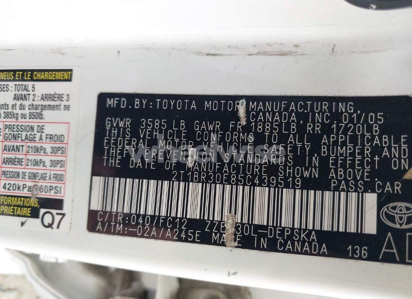 Photo 9 of 2005 Toyota Corolla S (VIN 2T1BR30E85C439519)