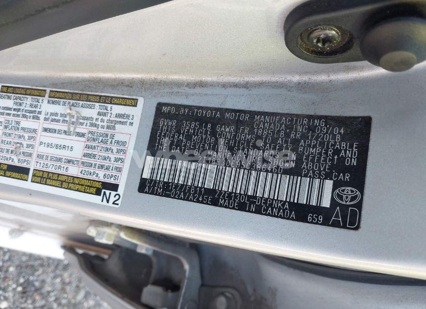 Photo 9 of 2005 Toyota Corolla LE (VIN 2T1BR30E95C386460)