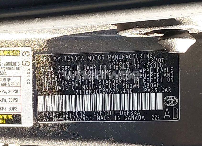 Photo 9 of 2007 Toyota Corolla CE/LE/S (VIN 2T1BR30EX7C725410)