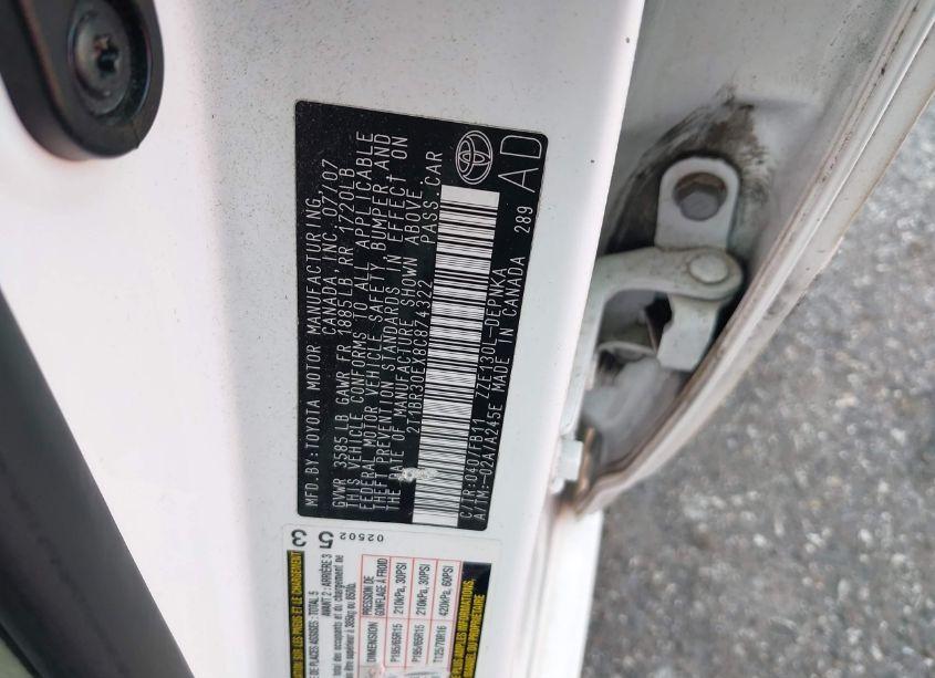 Photo 9 of 2008 Toyota Corolla LE (VIN 2T1BR30EX8C874322)