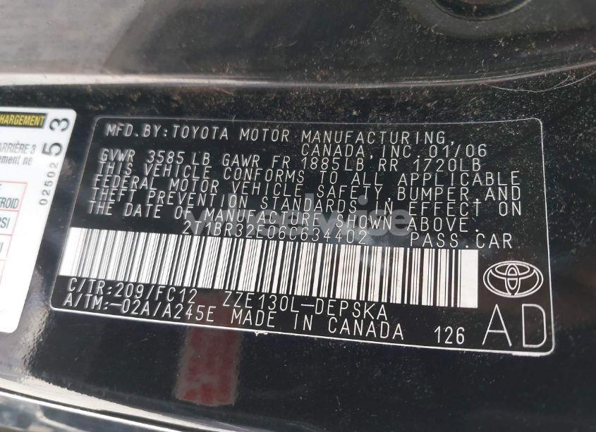 Photo 9 of 2006 Toyota Corolla S (VIN 2T1BR32E06C634402)