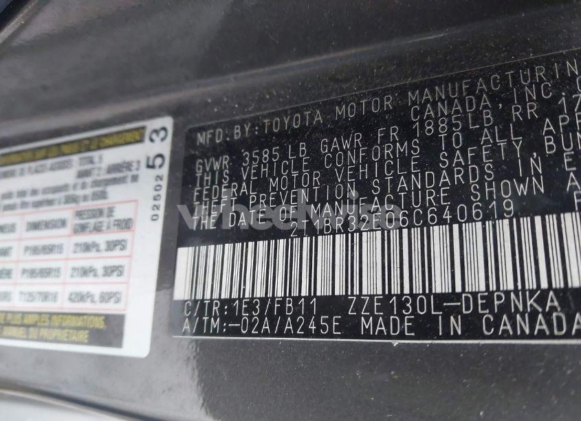 Photo 9 of 2006 Toyota Corolla LE (VIN 2T1BR32E06C640619)