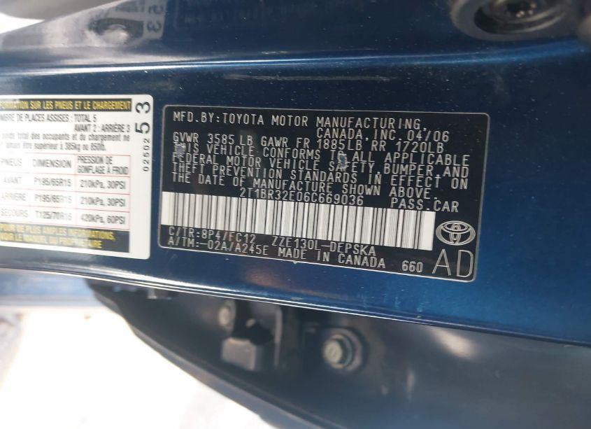 Photo 9 of 2006 Toyota Corolla S (VIN 2T1BR32E06C669036)