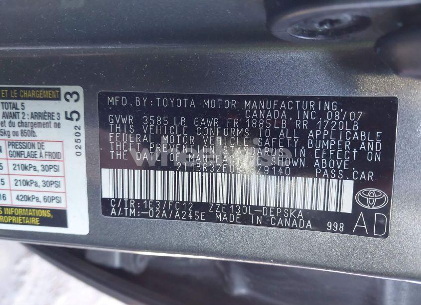 Photo 9 of 2008 Toyota Corolla S (VIN 2T1BR32E08C879140)