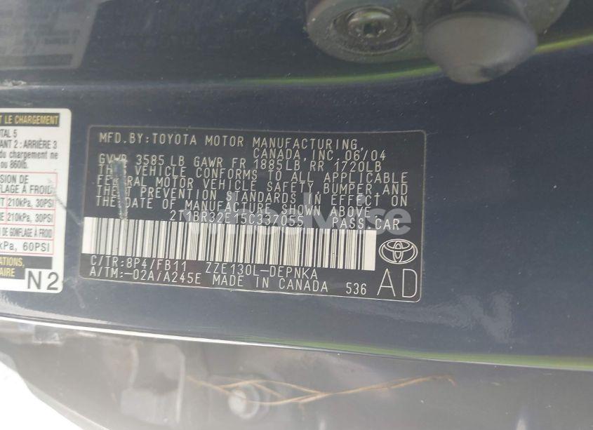 Photo 9 of 2005 Toyota Corolla LE (VIN 2T1BR32E15C337055)