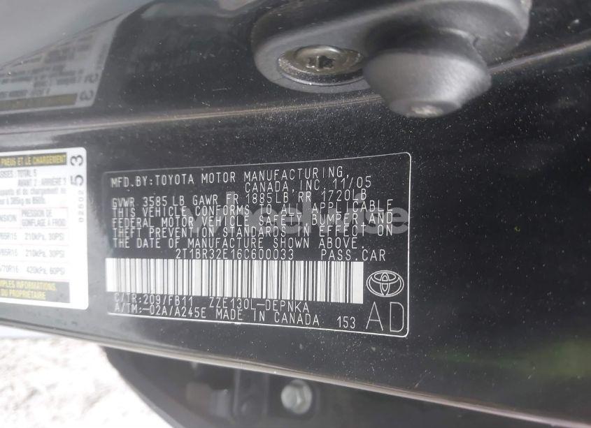 Photo 9 of 2006 Toyota Corolla LE (VIN 2T1BR32E16C600033)