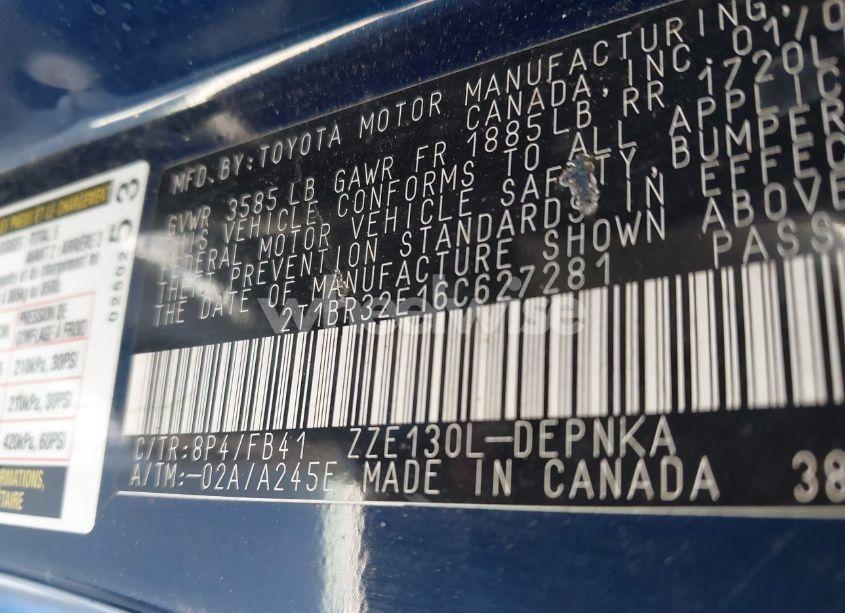 Photo 9 of 2006 Toyota Corolla LE (VIN 2T1BR32E16C627281)