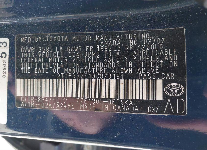 Photo 9 of 2008 Toyota Corolla S (VIN 2T1BR32E18C878191)