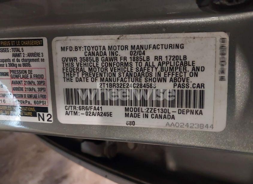 Photo 9 of 2004 Toyota Corolla LE (VIN 2T1BR32E24C284588)