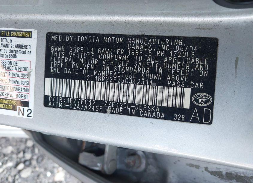 Photo 9 of 2005 Toyota Corolla S (VIN 2T1BR32E25C342314)