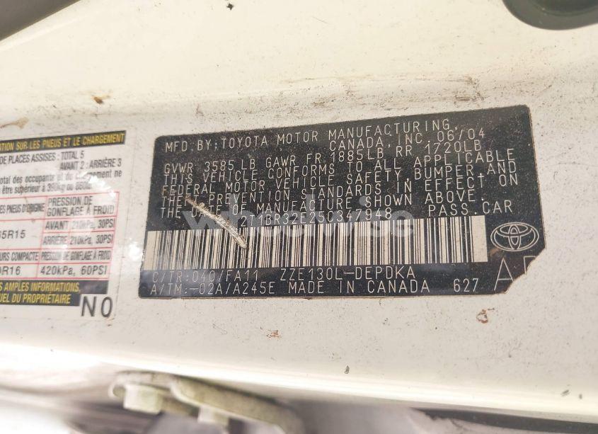 Photo 9 of 2005 Toyota Corolla CE (VIN 2T1BR32E25C347948)