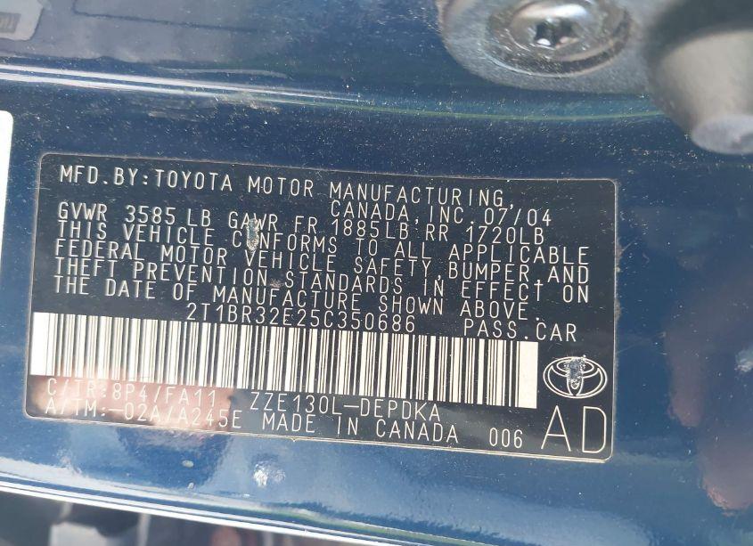 Photo 9 of 2005 Toyota Corolla CE (VIN 2T1BR32E25C350686)