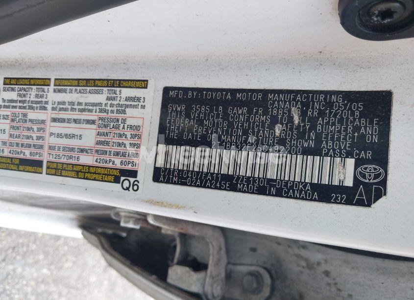 Photo 9 of 2005 Toyota Corolla CE (VIN 2T1BR32E25C492200)